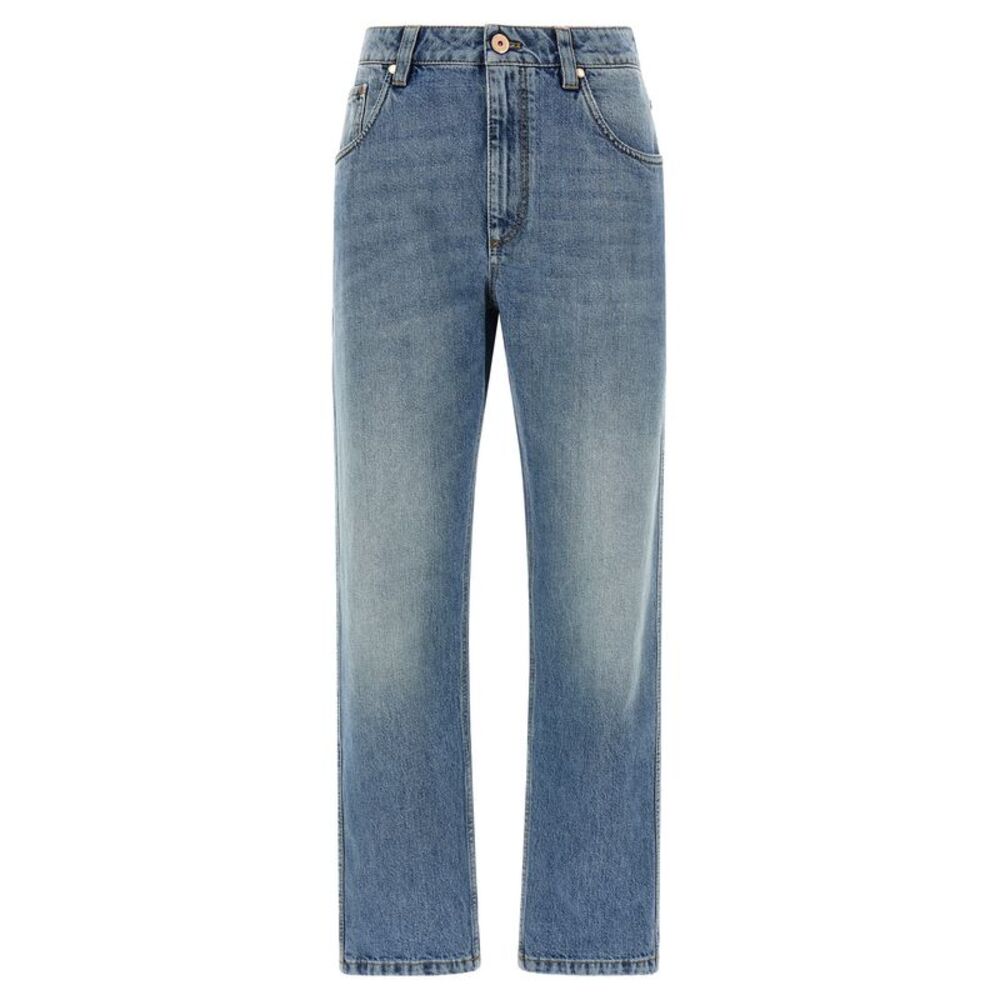 Brunello Cucinelli Blue Cotton Straight-Leg Women's Jeans